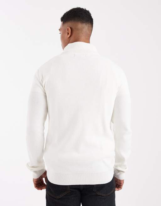 Threadbare – Strickpullover in Weiß mit kurzem Reißverschluss, 3 von 5