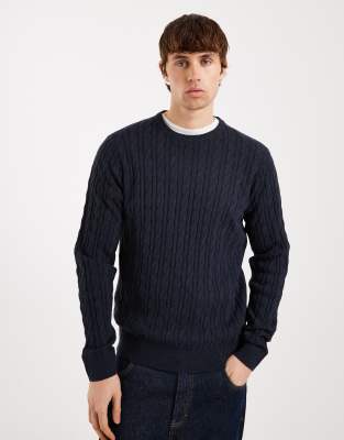 Strickpullover mit Rundhalsausschnitt in Marineblau Marineblau S