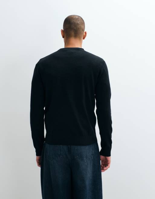 Threadbare Strickpullover mit Rundhalsausschnitt in Schwarz, 3 von 5