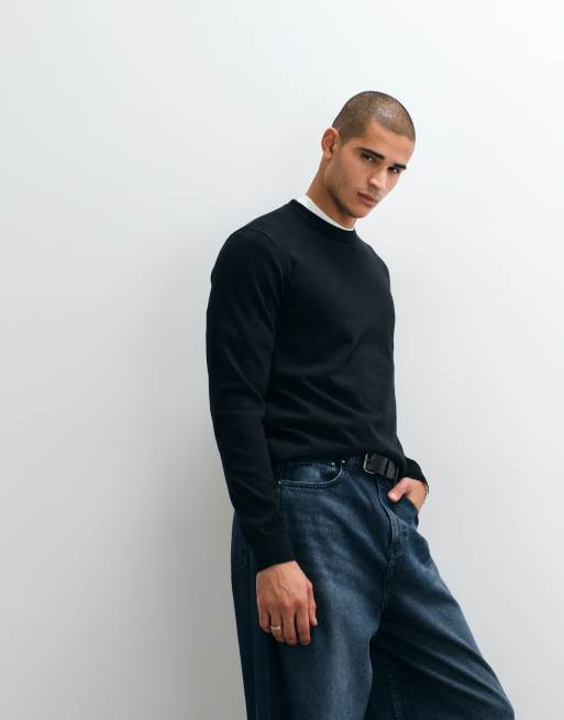 Threadbare Strickpullover mit Rundhalsausschnitt in Schwarz, 4 von 5
