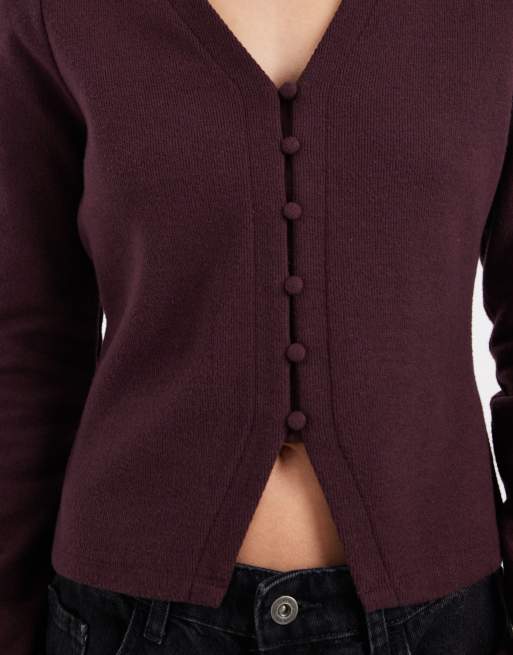 Threadbare - Strikket lilla cardigan med knapper, 2 af 4