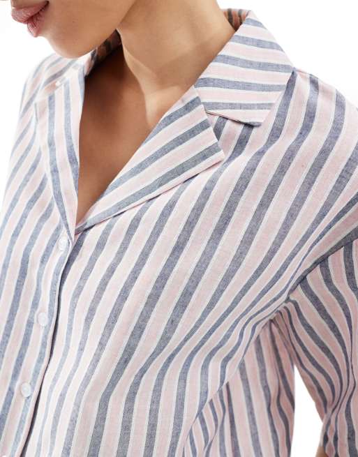 Threadbare stripe beach shirt in pink and blue (part of a set), 3 of 4