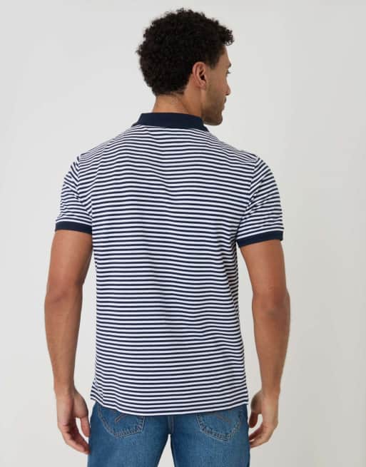 Threadbare Stripe cotton pique polo shirt in navy, 2 of 4