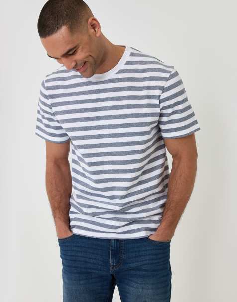 Threadbare Stripe cotton pique t-shirt in blue