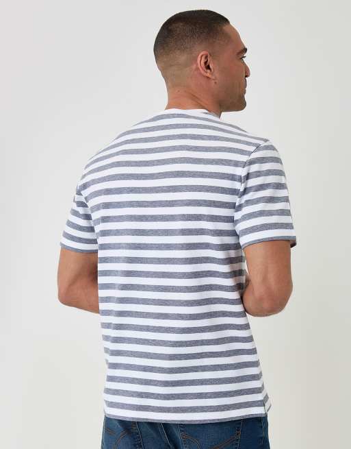 Threadbare Stripe cotton pique t-shirt in blue, 2 of 4