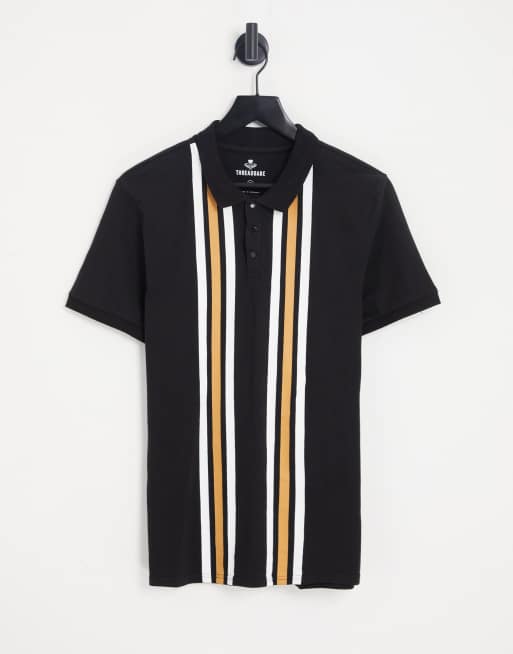 Threadbare stripe polo in black | ASOS