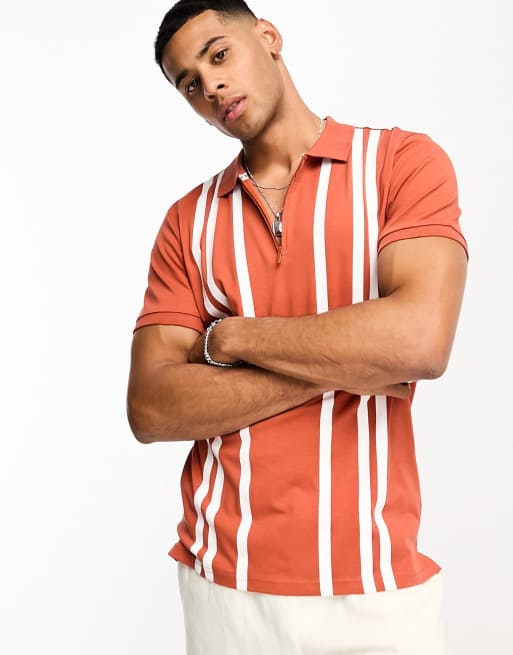 Threadbare stripe polo in orange
