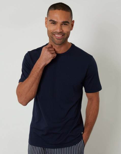 Threadbare Stripe pyjama set in navy - view 1
