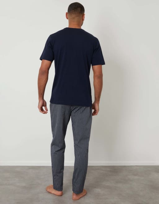 Threadbare Stripe pyjama set in navy, 4 of 4