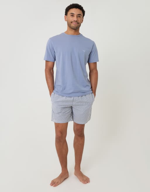 Threadbare Stripe short pyjama set in blue, 2 of 4