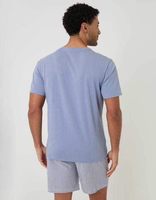 Threadbare Stripe short pyjama set in blue, 4 of 4