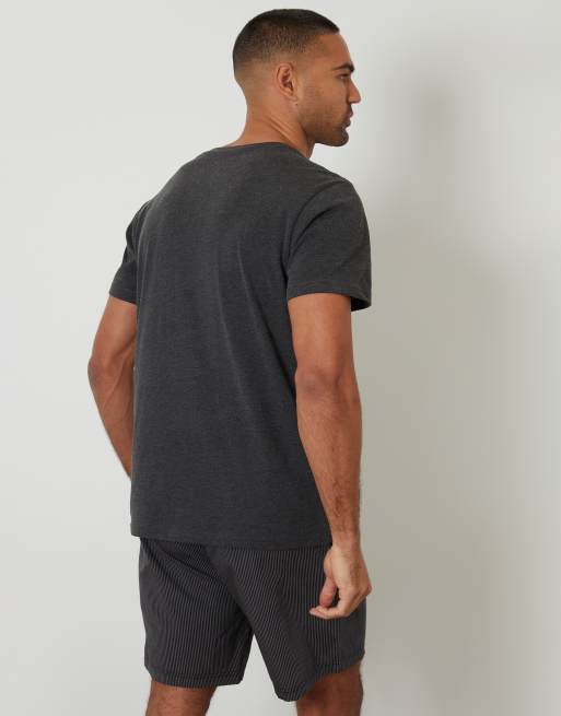 Threadbare Stripe short pyjama set in grey, 3 of 4