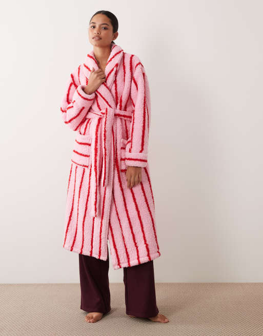 Threadbare striped robe with hood in pink and red, 2 of 4