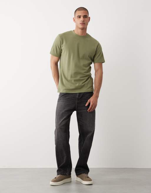 Threadbare – Strukturiertes T-Shirt in Salbeigrün mit Rundhalsausschnitt, 2 von 5