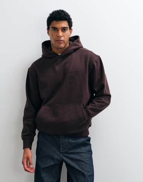 Threadbare sudadera con capucha clásica de corte relajado en marrón chocolate - view 1