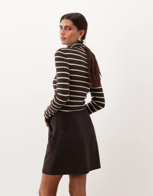 Threadbare suedette mini skirt in chocolate , 5 of 5