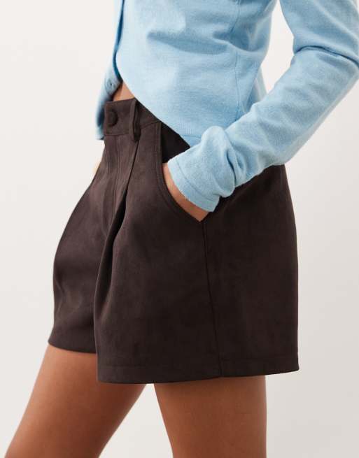 Threadbare suedette shorts in chocolate , 3 of 5