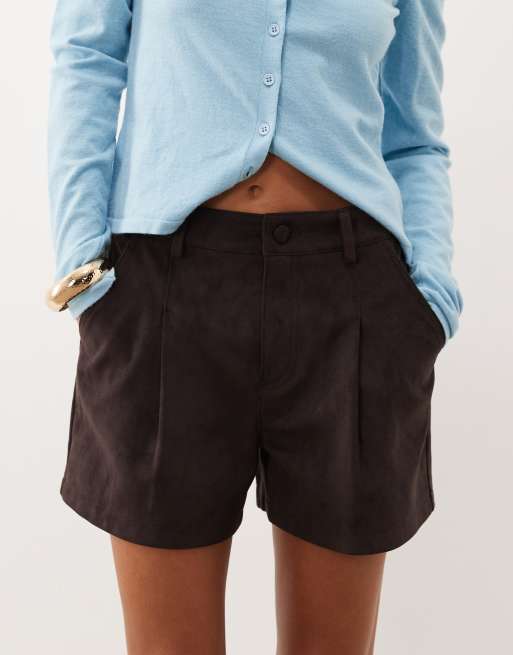 Threadbare suedette shorts in chocolate , 5 of 5