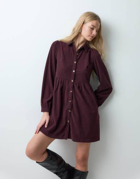 Threadbare sukienka mini zapinana na guziki w kolorze śliwkowym - view 1