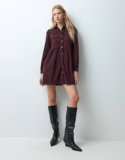 Threadbare sukienka mini zapinana na guziki w kolorze śliwkowym, 2 z 5