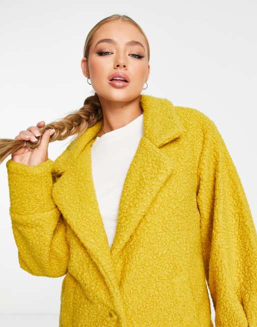 Threadbare Sunflower Cappotto oversize in boucl color senape