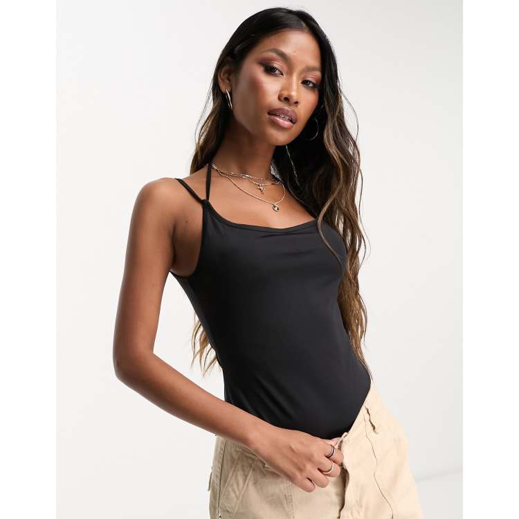 Threadbare super stretch cami double strap bodysuit in black