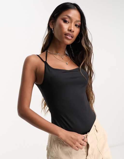 Threadbare super stretch cami double strap bodysuit in black | ASOS