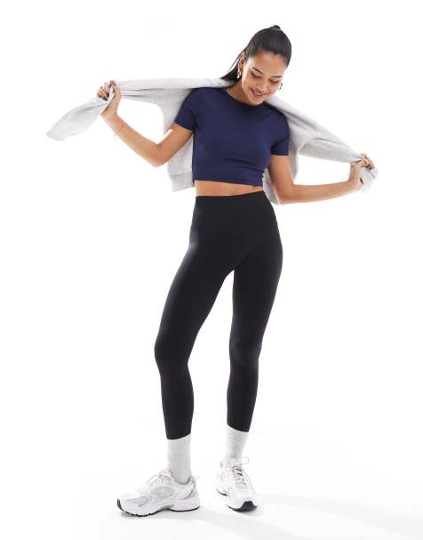 Threadbare super stretch crop tee in navy - view 1