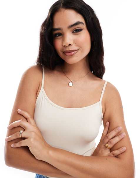 Threadbare super stretch strappy bodysuit in ecru - view 1