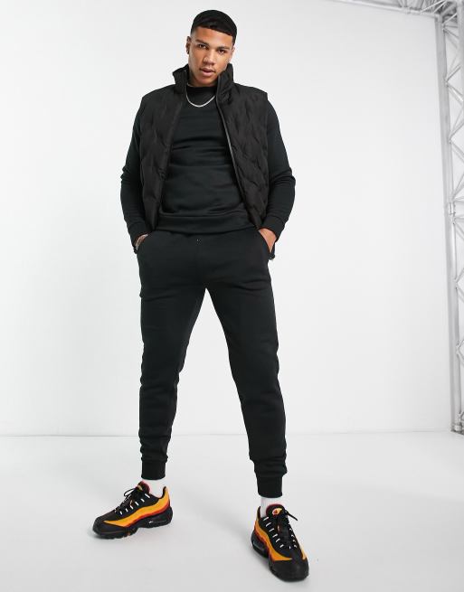 Threadbare - Survêtement avec sweat ras de cou et jogger - Noir