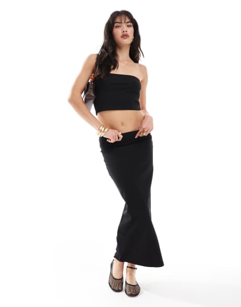 Threadbare – Svart set med bandeau-topp och kjol - view 1