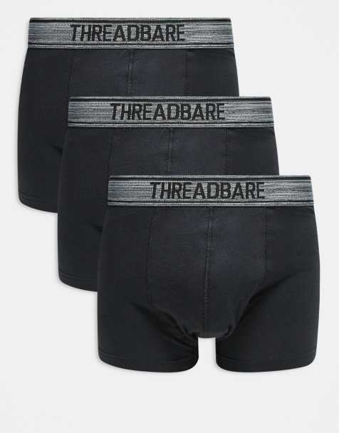 Threadbare – Svarta hipsterkalsonger med logga på midjebandet, 3-pack - view 1
