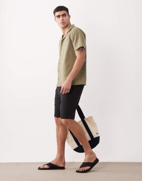 Threadbare – Svarta, knälånga shorts i linnemix - view 1