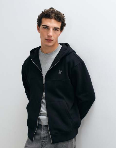 Threadbare sweat à capuche zippé coupe décontractée noir - view 1