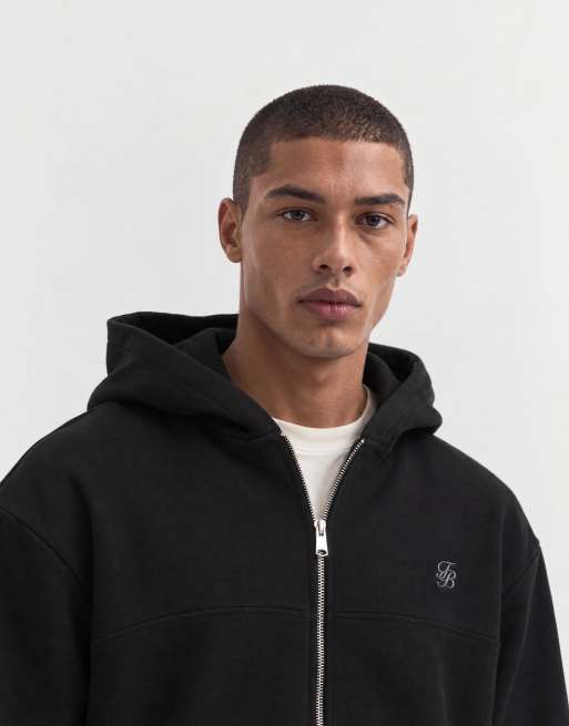 Threadbare sweat à capuche zippé coupe décontractée noir, 10 de 10