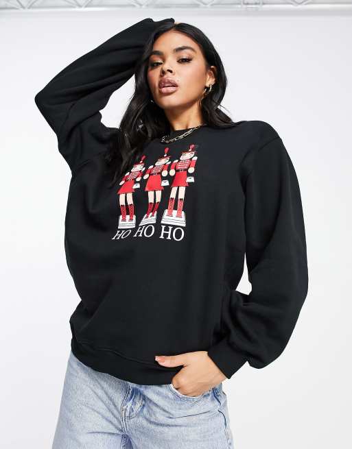 Threadbare - Sweat de Noël imprimé - Noir