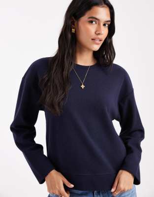 Threadbare - Sweat en jersey de coton mélangé doux à manches longues - Marine-Bleu marine
