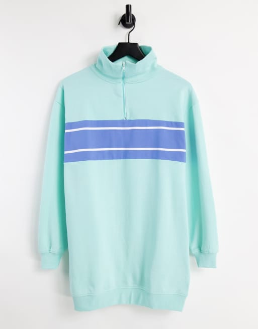 Threadbare - Sweater-jurk met kleurvlakken en korte rits in aqua