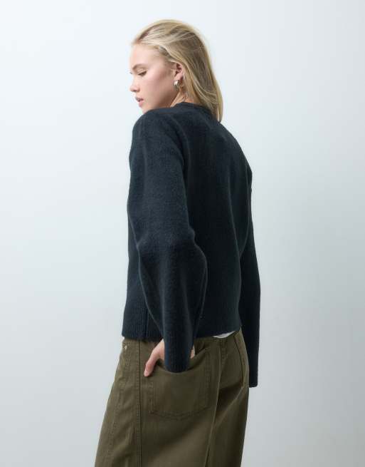 Threadbare sweater with wide cuff detail in black, 3 of 4