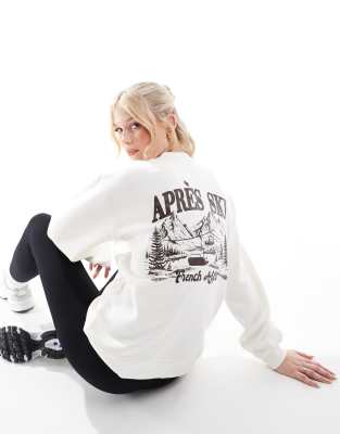 Threadbare - Sweatshirt in Ecru mit „Ski"-Design-Weiß