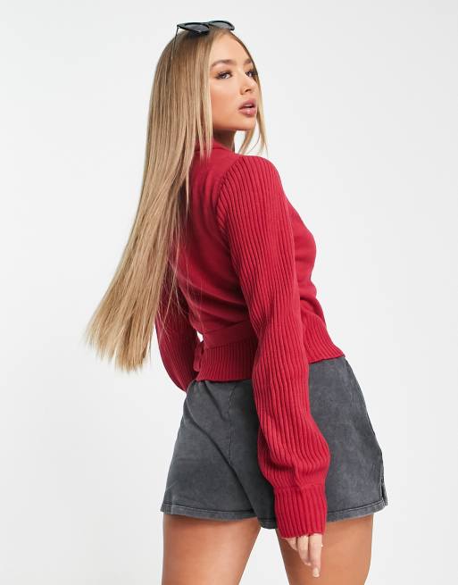 Red wrap sale sweater