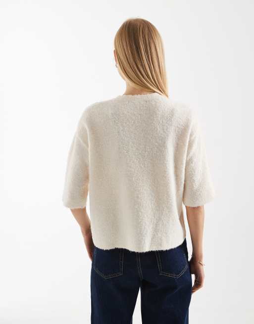 Threadbare – Sweter w kolorze ecru z okrągłym dekoltem i motywem kwiatów, 2 z 4