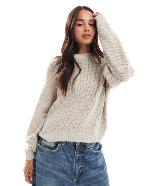 Threadbare crew neck jumper in off white