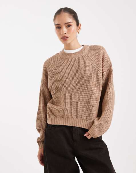 Threadbare high neck jumper in warm taupe