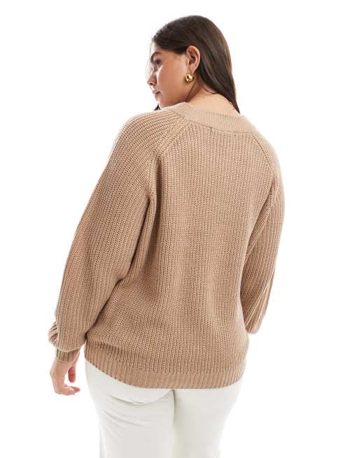 Threadbare – Sweter z okrągłym dekoltem w ciepłym odcieniu taupe, 3 z 4