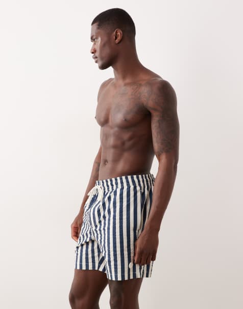 Threadbare swim shorts in blue and white stripe - view 1