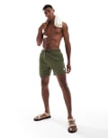 [Threadbare] Threadbare swim shorts in khaki seersucker-Green L KHAKI