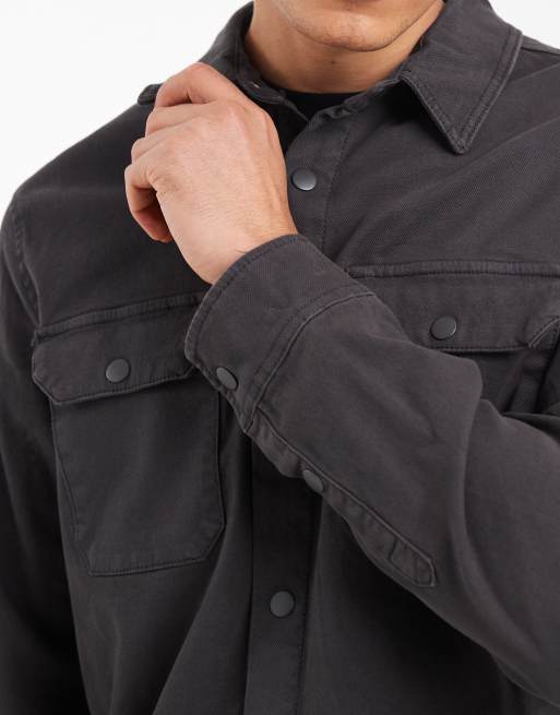 Threadbare – Szara kurtka koszulowa zapinana na guziki z przodu, 5 z 5