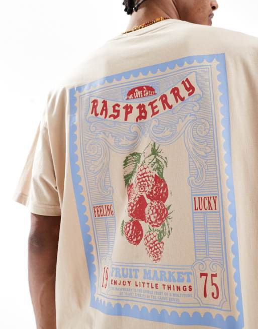 Threadbare – Szarobeżowy bawełniany T-shirt oversize o gramaturze 180 g/m² z grafiką, 2 z 4
