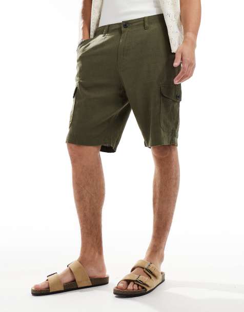 Threadbare – Szorty bojówki z domieszką lnu w kolorze khaki - view 1